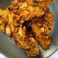 Chicken Tenders (3) · Free-range chicken tenders, double breaded and fried to golden perfection. One can never go ...