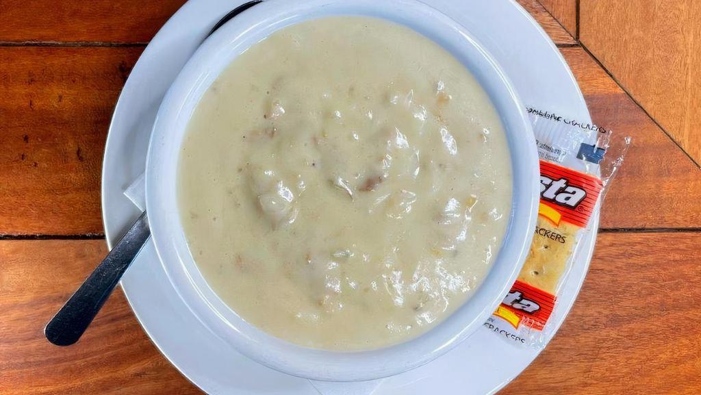 Clam Chowder Soup · New England Clam Chowder - house recipe! Our Clam Chowder is Gluten Free.