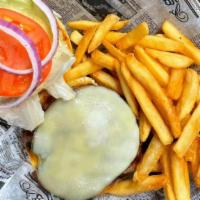 Your Way Burger · Make your burger any way you like. Choose up to three toppings (extras +$0.50 ea.): white Am...