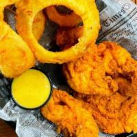 Chicken Tender Basket · Fresh chicken tenders hand-battered and fried. Served with BBQ or honey mustard for dipping....