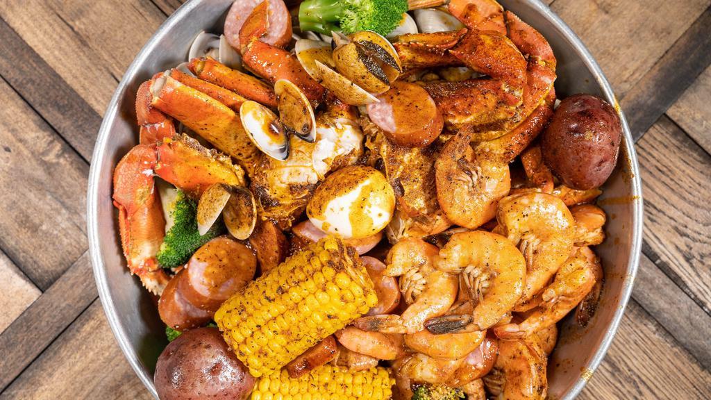 Platter# N · Dungeness crab (1 lb), clams (1 lb), shrimp (1 lb).