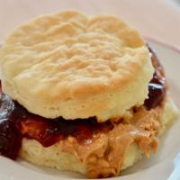 Kids Pb&J Biscuit · Peanut butter and choice of jam. Please contact the merchant for jam selection.