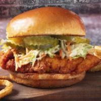 Nashville Style Spicy Chicken Sandwich · All natural chicken, fried and crisped to perfection with our sweet and spicy seasoning and ...