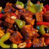 Kung Pao Tofu · Spicy level 1, vegetarian, tea house signature dish. Fried chunks of tofu, red and green bel...