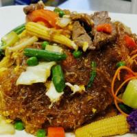 Pad Woon Sen · Vegetarian available. Stir-fried vermicelli noodles with a choice of protein, egg, carrot, N...