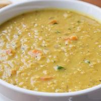 Lentil Soup · Organic yellow lentils cooked with a blend of herbs, spices, salt, vegetables, and organic v...