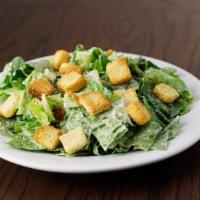 Caesar Salad · 180 cal. Crisp Romaine lettuce hearts, toasted garlic croutons & shaved Asiago cheese.