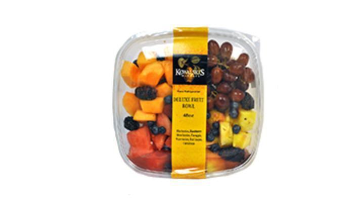Deluxe Fruit Bowl (7 95631 89275 ) · Cantaloupe, strawberries, blueberries, grapes, pineapple, watermelon