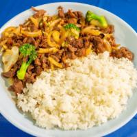Bulgogi · Stir-fry vegetables and marinaded beef with house sauce. Normally cooked in delicious soy ba...