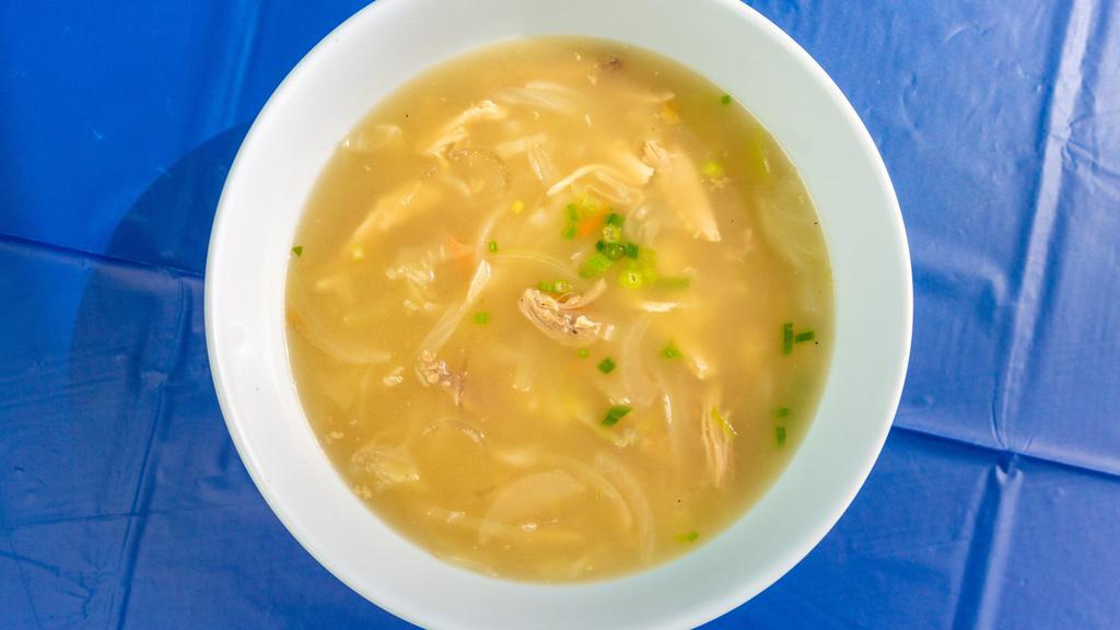 Dakgomtang (Chicken Soup) · Whole chicken boiled then strips of chicken is used in its own broth to make this soup so good. Cooked with vegetables. Served with a bowl of rice.