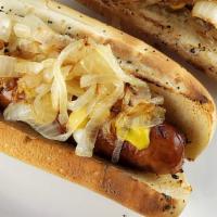 Polish Sausage Sandwich · Topped with grilled onions mustard and sport peppers.