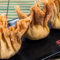 Crab Rangoon (4) · Crabmeat, Cream Cheese Wrapped In Skin And Fried In Vegetable Oil.