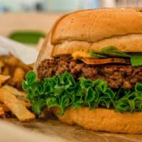California Dream · Impossible patty, fresh avocado, vegan Burger Burger sauce, leaf lettuce, vegan bacon and ve...