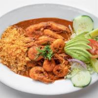 Camarones A La Diabla/Mexican Deviled Sauce Shrimps · LARGE SHRIMP PEELED OR HEAD ON COVERED IN OUR DELICIOUS HOME MADE RED CHILE PEPPERSSAUCE SER...