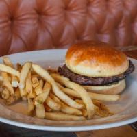 Naked Burger · House-seasoned patty, brioche bun, frites