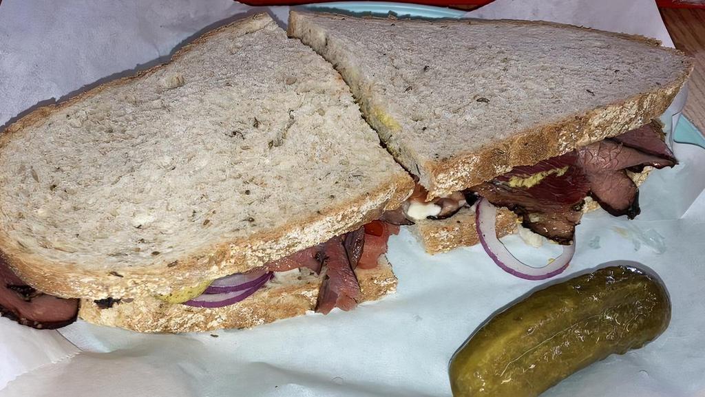 Pastrami Deli Sandwich · Kosher - pork free; no cheese and meat together.