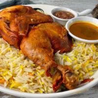 Mandi Chicken (Half Chicken) · Our most papular half chicken dish, oven cooked served with basmati rice.