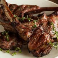 Lamb Chops · Two/ Three Pieces of Grilled savory lamb chops marinated with mediterranean spices