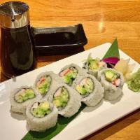 California Maki · Cucumber, avocado, crabmeat with masago outside