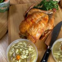 Whole Rotisserie Chicken Meal · An entire rotisserie chicken. Comes with mashed potatoes, veggies, dinner bread, and chicken...