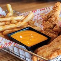 Chicken Tenders & Fries · Served with Spotted Cow Beer Cheese sauce