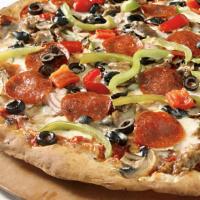 The Picasso · Pepperoni, sausage, mushrooms, onions, black olives, peppers and Mozzarella.