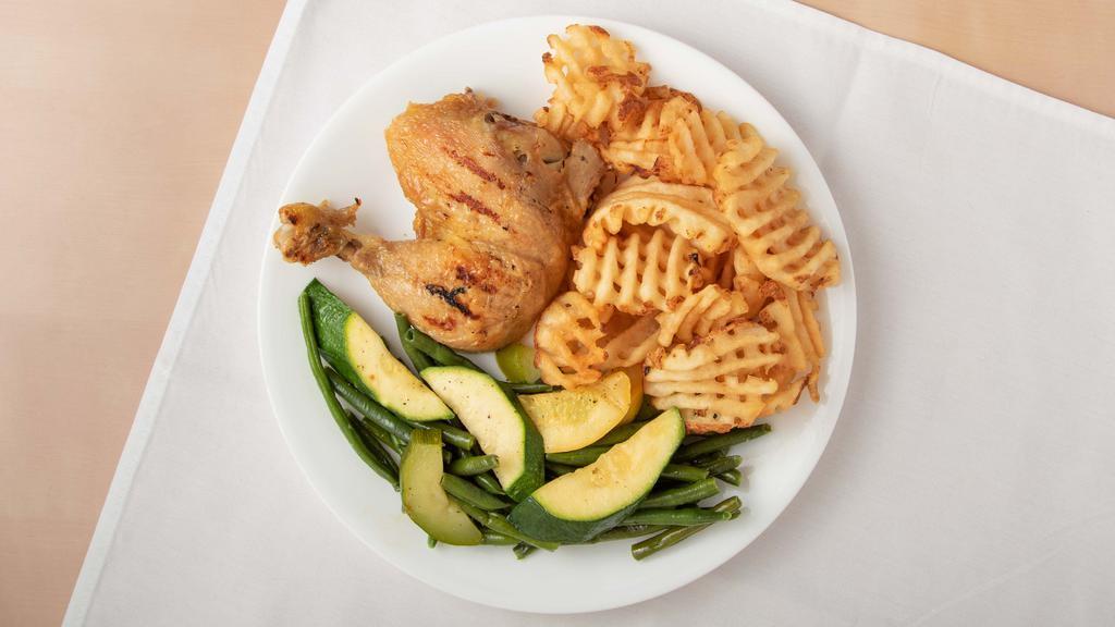 Rotisserie Chicken · We start with lightly seasoned U.S.D.A. Grade A chickens. Then slowly roasted in our rotisserie oven and finished over our wood-fired grill.