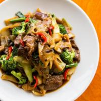 Ginger Beef & Chow Fun Noodles · Spicy. Broccoli, mushrooms, fresno peppers, garlic sauce.