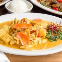 Yellow Curry · Gluten-free. Spicy. A mild yellow curry dish, typical of central Thailand, with sweet potato...
