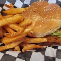 Chicken Sandwich Basket · Chicken breast sandwich topped with mayo, pickles, and our special seasoning. Baskets includ...