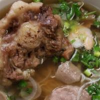 Oxtail Pho Large · Oxtail, meatball, tendons, beef steak, beef flank.

Consuming raw or undercooked meats, poul...