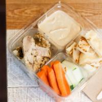 Chicken/Hummus Protein Box · Chicken, Pita Bread, Hummus, Cucumber, Carrot