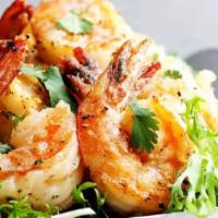 Salt & Pepper Crispy Shrimp (9) · Breaded jumbo shrimp stir-fry with salt & pepper, onion, green pepper and lettuce on the bot...