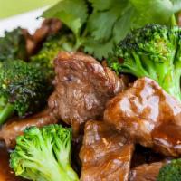 Beef With Broccoli · Flank steak with broccoli in brown sauce.