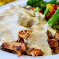 Keto Almond Chicken · 5pcs marinated grilled chicken, served with half pound of steamed vegetables, topped with ou...