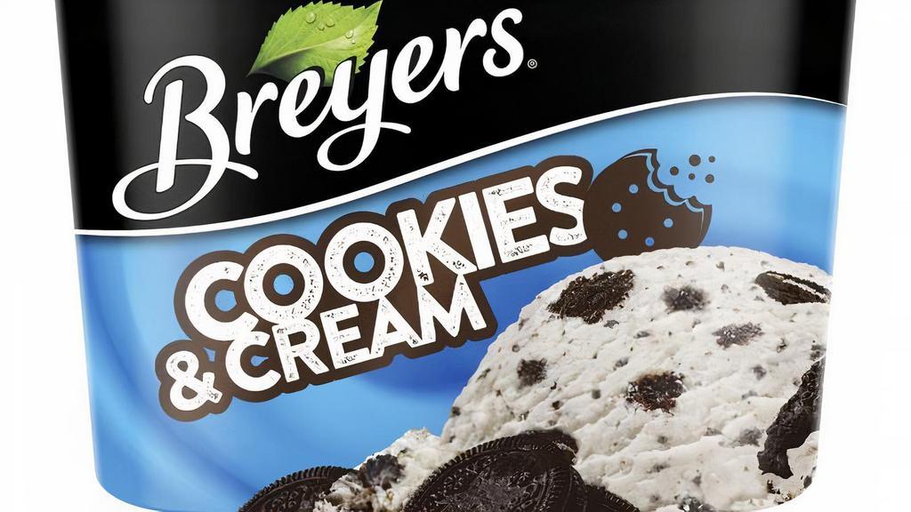 Breyers Cookies & Cream · Breyers® vanilla loaded with cookie pieces? Yes please! Dive into Breyers® rich and creamy vanilla loaded with scrumptious, crème-filled chocolate cookie pieces in Breyers® Cookies and Cream, now with 20% more cookie pieces! That delicious vanilla taste mixed with chocolate cookies make the perfect cookies and cream combination! (1.5 QUART)