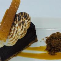 S'Mores · Near North Bourbon chocolate mousse, graham crumble, bruleed house marshmallow, and lace coo...