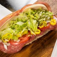 12 Inch Torpedo · Salami, Hot ham, provolone cheese, tomatoes, onions, yellow peppers, lettuce, oregano and It...