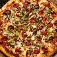 Supreme · Pepperoni, mushrooms, sausage, green peppers & onions.