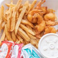 Jumbo Shrimp Dinner · Batter dipped nine pieces. Includes fries, coleslaw and bread.