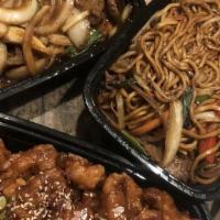 Chicken Or Beef Chow Mein (Soft Noodle) · 38 oz. Wok-tossed egg noodles with onions, carrots, peapods, fresh bean sprouts in savory so...