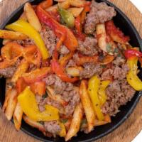 (I) Sausage & Peppers Pasta Individual · penne noodles tossed with crushed tomato marinara, spicy sausage, and grilled bell peppers.