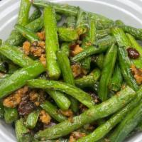 Green Bean Delight (White Rice Included) · fresh green beans stir fried with ground chicken and Chinese olive.
 Steamed White Rice Incl...