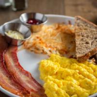Classic Breakfast · Two eggs any style with choice of meat. Served with multigrain toast by default and a side o...