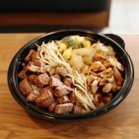 Steak Bowl · Grilled USDA Choice sirloin steak cooked medium.. ALLERGENS: soy, wheat/gluten
