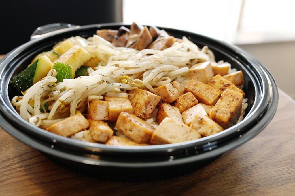 Double Tofu Bowl · Seasoned, grilled and cubed tofu.. ALLERGENS: soy, wheat/gluten