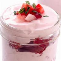 Strawberry Cheesecake Jar · Delicious strawberry cake with cream cheese frosting and strawberry filling  nestled in each...
