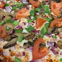 Vegetarian Pizza · Mushroom, Tomato, Green Pepper and Red Onion.