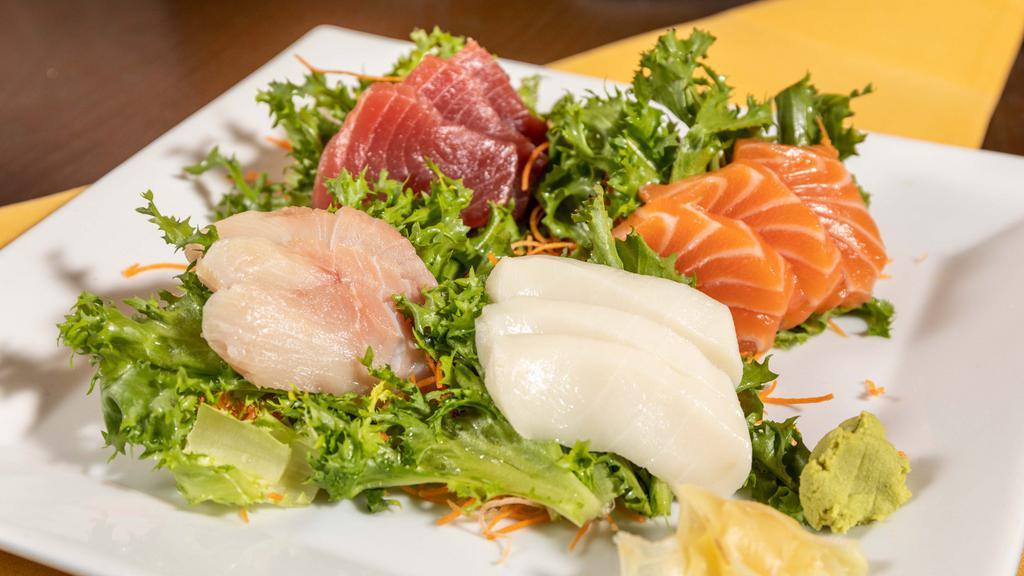Sashimi Regular · Gluten free. 12 pieces assorted sashimi. * 
 
**Consuming raw or undercooked meats, poultry, seafood, shellfish, or eggs may increase your risk of foodborne illness, especially if you have a medical condition.