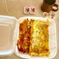 Western Omelet · Ham, cheese, onion and green pepper. Comes with toast.